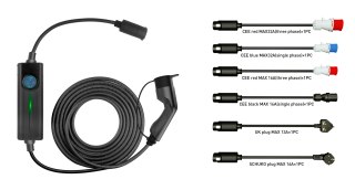 PLATINET EV MOBILE CHARGING STATION 6M CABLE TYPE2 6 ADAPTERS 16/32A 16 kW CHARGER [45802]