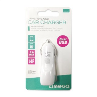 OMEGA CAR CHARGER ŁADOWARKA SAMOCHODOWA 2xUSB 5V 3.1A WHITE [42670]