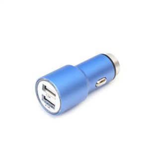 OMEGA CAR CHARGER ŁADOWARKA SAMOCHODOWA METAL 2xUSB 5V 2.1A BLUE [43343] TE