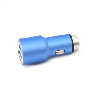 OMEGA CAR CHARGER ŁADOWARKA SAMOCHODOWA METAL 2xUSB 5V 2.1A BLUE [43343] TE