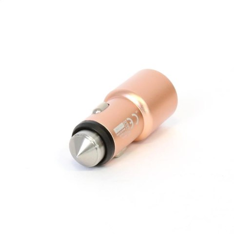 OMEGA CAR CHARGER ŁADOWARKA SAMOCHODOWA METAL 2xUSB 5V 2.1A ROSE GOLD [44251]