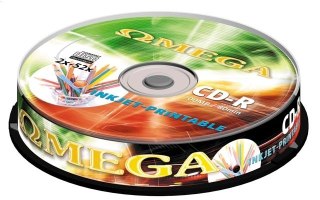 OMEGA CD-R 700MB 52X FF WHITE INKJET PRINTABLE CAKE*10 [56266]