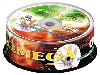 OMEGA CD-R 700MB 52X FF WHITE INKJET PRINTABLE CAKE*25 [56313]