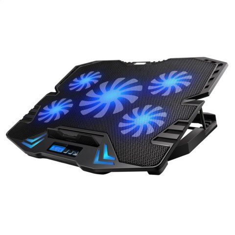 OMEGA LAPTOP COOLER PAD PODKŁADKA CHŁODZĄCA LCD SCREEN BLACK BLUE LIGHT 45091 TE