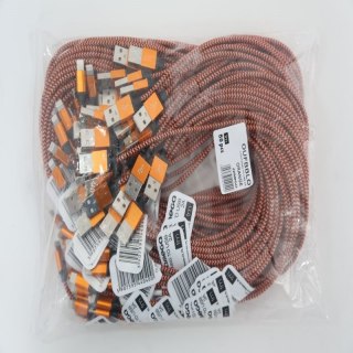 OMEGA LIGHTNING TO USB FABRIC BRAIDED CABLE KABEL 2A 1M POLYBAG ORANGE-BLACK [44040]