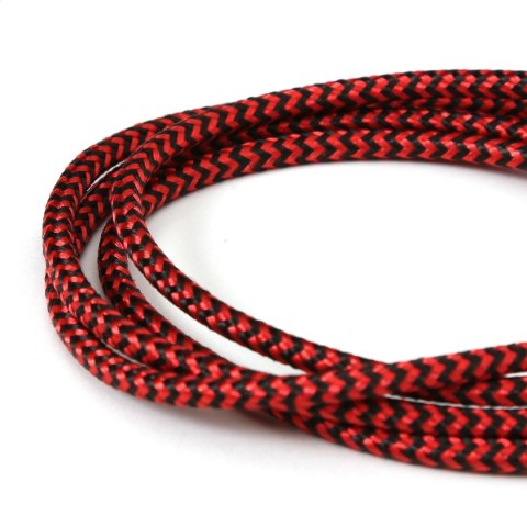 OMEGA LIGHTNING TO USB FABRIC BRAIDED CABLE KABEL 2A 1M POLYBAG RED-BLACK [44822]