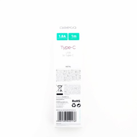 OMEGA METAL LIGHTNING TO USB CABLE KABEL 1.8A 1M GOLD [44213]