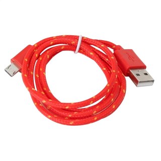 OMEGA MICRO USB TO USB FABRIC BRAIDED CABLE KABEL 2A 1M RED [42321]
