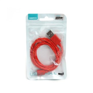 OMEGA MICRO USB TO USB FABRIC BRAIDED CABLE KABEL 2A 1M RED [42321]