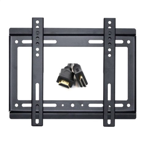 OMEGA TV MOUNT UCHWYT DO TV MAX VESA 200 14-42" FIXED LARCH + 4K HDMI CABLE KABEL BUNDLE [45455]