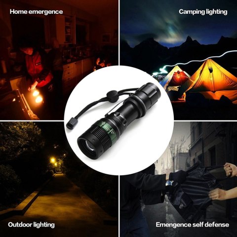 PLATINET ALUMINIUM FLASHLIGHT LATARKA ZOOM WITH CLIP 3W [45096]