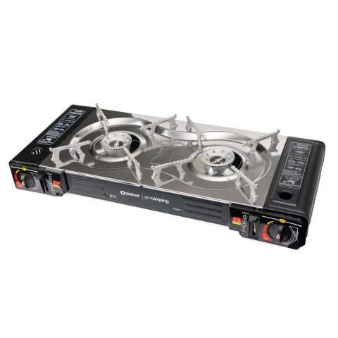 PLATINET CAMPING COOKING STOVE FOR GAS CARTRIGES 2 BURNER KUCHENKA TURYSTYCZNA NA KARTUSZE GAZOWE 2 PALNIKI BLACK [46135]