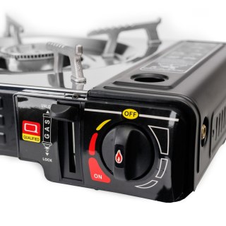 PLATINET CAMPING COOKING STOVE FOR GAS CARTRIGES 2 BURNER KUCHENKA TURYSTYCZNA NA KARTUSZE GAZOWE 2 PALNIKI BLACK [46135]