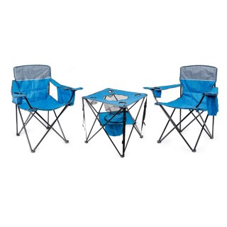 PLATINET CAMPING SET 2x CHAIR PADDED 55x55x44/90 CM + 1x TABLE 59x59x60 cm BLUE [46137]