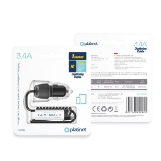 PLATINET CAR CHARGER ŁADOWARKA SAMOCHODOWA SPIRAL 15W 3.4A USB-A + LIGHTNING CABLE KABEL [45484]