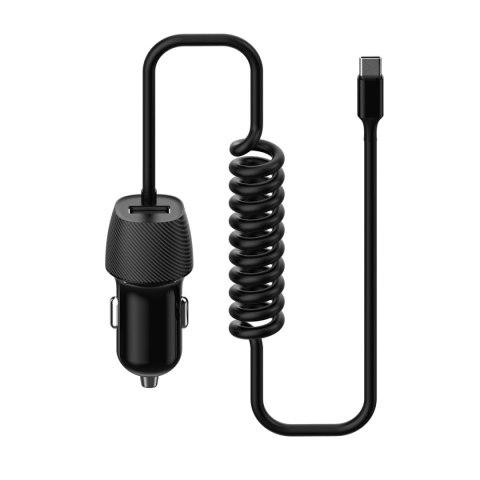 PLATINET CAR CHARGER ŁADOWARKA SAMOCHODOWA SPIRAL 15W 3.4A USB-A + USB-C CABLE KABEL [45483]