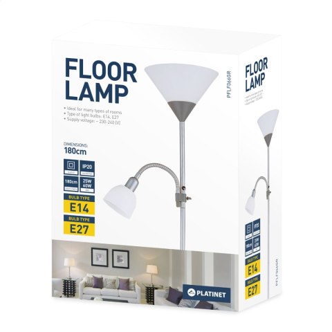 PLATINET FLOOR LAMP LAMPA PODŁOGOWA E27+E14 BLACK [45178]