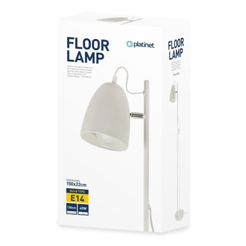 PLATINET FLOOR LAMP LAMPA PODŁOGOWA METAL 40W WHITE H150 [44917]