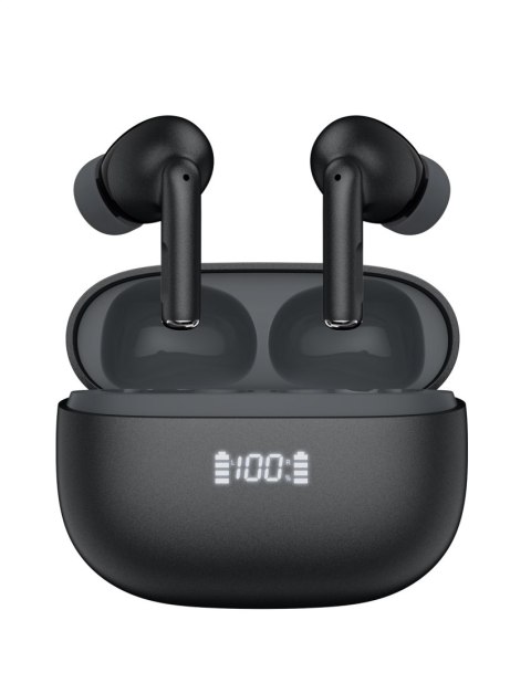 PLATINET TWS ANC ENC EARPHONES SŁUCHAWKI DOUSZNE BLUETOOTH DISPLAY BLACK 46193
