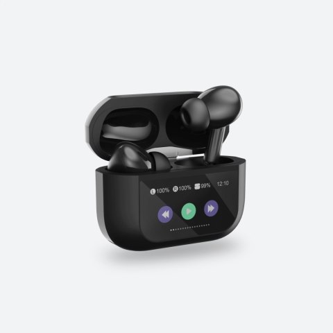 PLATINET TWS EARPHONES TOUCH DISPLAY SŁUCHAWKI BEZPRZEWODOWE DOUSZNE BLUETOOTH 5.4 300MAH ANC BLACK [46178]