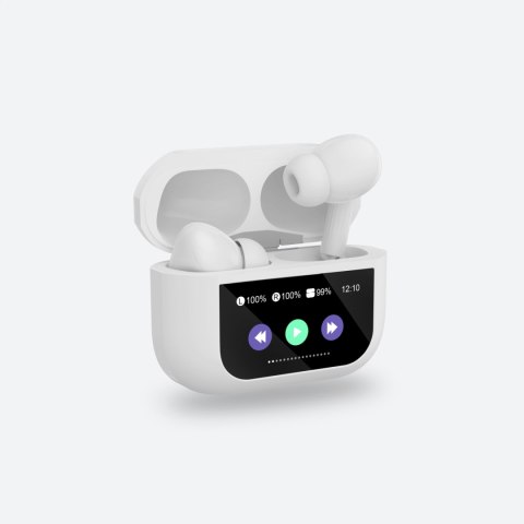 PLATINET TWS EARPHONES TOUCH DISPLAY SŁUCHAWKI BEZPRZEWODOWE DOUSZNE BLUETOOTH 5.4 300MAH ANC WHITE [46177]