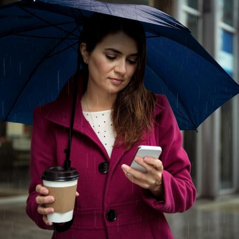 PLATINET UMBRELLA PARASOL C HANDLE SEMI AUTO NYLON BLUE 45007