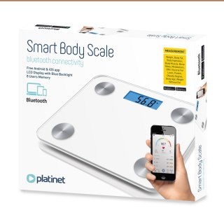 PLATINET WAGA BATHROOM SMART BODY SCALE 180KG 28x28CM WITH APP BLUETOOTH WHITE 44839