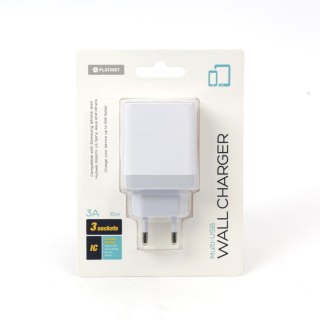 PLATINET WALL CHARGER ŁADOWARKA SIECIOWA 15W 3 x USB-A WHITE [44754]