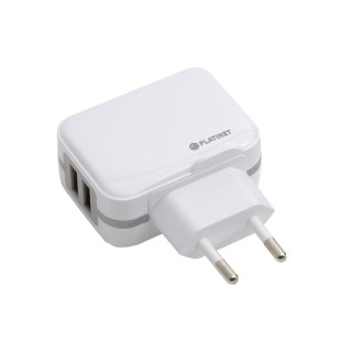 PLATINET WALL CHARGER ŁADOWARKA SIECIOWA 17W 2 x USB-A + MICRO USB CABLE 1M WHITE [43723]