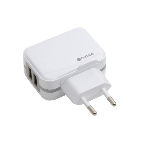 PLATINET WALL CHARGER ŁADOWARKA SIECIOWA 17W 2 x USB-A + MICRO USB CABLE 1M WHITE [43723]