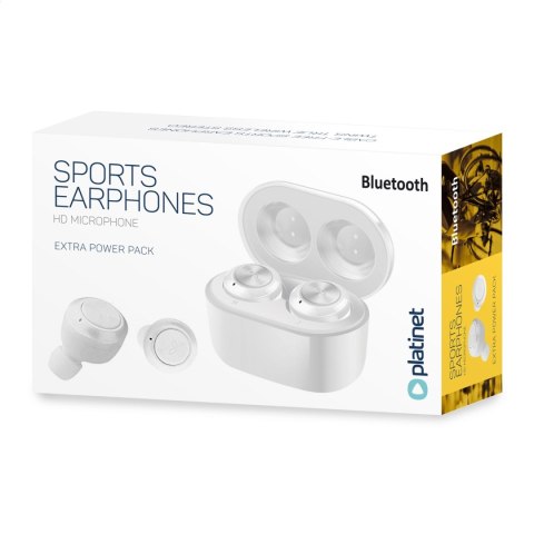 PLATINET BLUETOOTH V5.0 EARPHONES SPORT SŁUCHAWKI DOUSZNE + CHARGING STATION TWS PM1085 WHITE [44902] TE