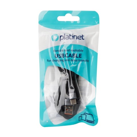 PLATINET CABLE BRAIDED KABEL W OPLOCIE USB-A TO USB-C 18W 2.1A 2M BLACK [45880]