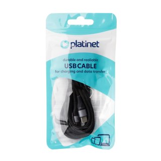 PLATINET CABLE BRAIDED KABEL W OPLOCIE USB-C TO USB-C 42W 2.1A 2M BLACK [45891]
