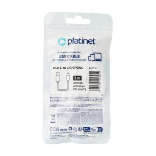 PLATINET CABLE KABEL USB-C TO LIGHTNING 27W 3A LED 1M WHITE [45895]