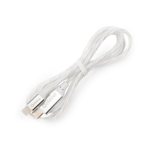 PLATINET CABLE KABEL USB-C TO LIGHTNING 27W 3A LED 1M WHITE [45895]
