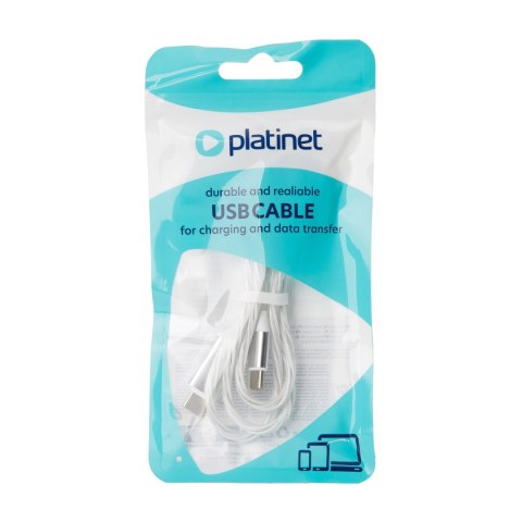 PLATINET CABLE KABEL USB-C TO USB-C 60W 3A LED 1M WHITE [45889]