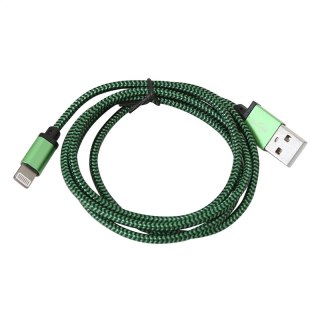 PLATINET ERIS LIGHTNING TO USB FABRIC BRAIDED CABLE KABEL 1M GREEN-BLACK