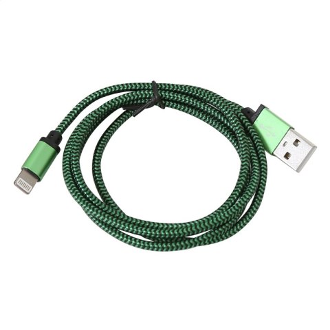 PLATINET ERIS LIGHTNING TO USB FABRIC BRAIDED CABLE KABEL 1M GREEN-BLACK