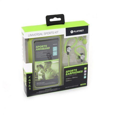 PLATINET IN-EAR EARPHONES SŁUCHAWKI + MIC SPORT + ARMBAND PM1070 GREEN [42928] TE