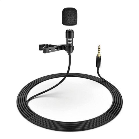 PLATINET LAVALIER LAPEL MICROPHONE MIKROFON KRAWATOWY CLIP BLACK [45462]
