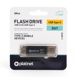 PLATINET PENDRIVE C-Depo 2IN1 USB-A 3.2 + USB-C 64GB BLACK [45604]