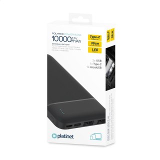 PLATINET POWER BANK 10000 mAh Polymer ABS Texture Black [45720]