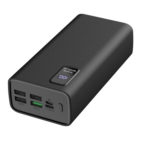 PLATINET POWER BANK 30000 mAh 20W PD QC + CABLE USB-C POLYMER LED SCREEN BLACK [45729]