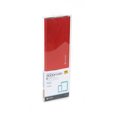 PLATINET POWER BANK 8000mAh polymer 2xUSB RED [43567] TE