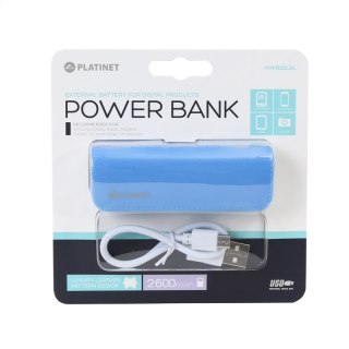 PLATINET POWER BANK LEATHER 2600mAh BLUE + MICRO CABLE KABEL + USB-C ADAPTER [43405]