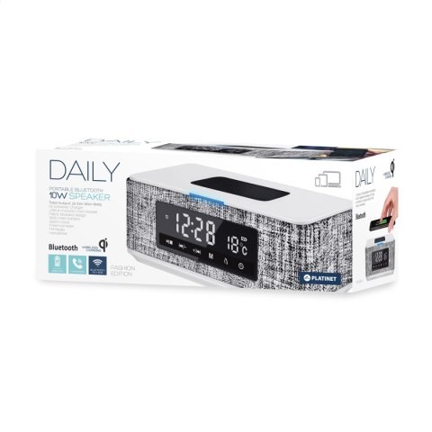 PLATINET SPEAKER GŁOŚNIK DAILY BLUETOOTH QI FM CLOCK WHITE [44800]