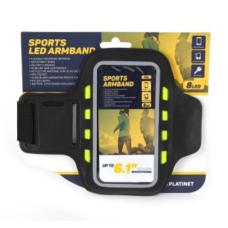 PLATINET SPORT ARMBAND FOR SMARTPHONE BLACK WITH LED [43705]