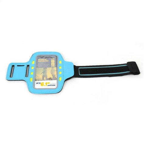 PLATINET SPORT ARMBAND FOR SMARTPHONE BLUE WITH LED [43706]