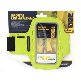 PLATINET SPORT ARMBAND FOR SMARTPHONE GREEN WITH LED [43707]