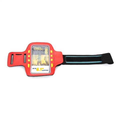 PLATINET SPORT ARMBAND FOR SMARTPHONE RED WITH LED [43708]